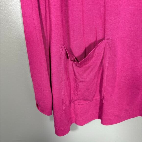 J Jill Women's Pink Minimalist Lagenlook Button Accent Top - Size Large - Pocket - Picture 4 of 5